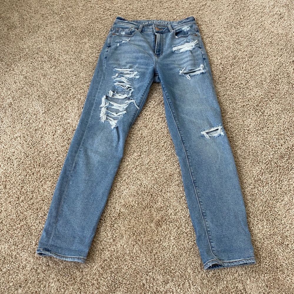 American Eagle High Rise Stretch Jeans with rips